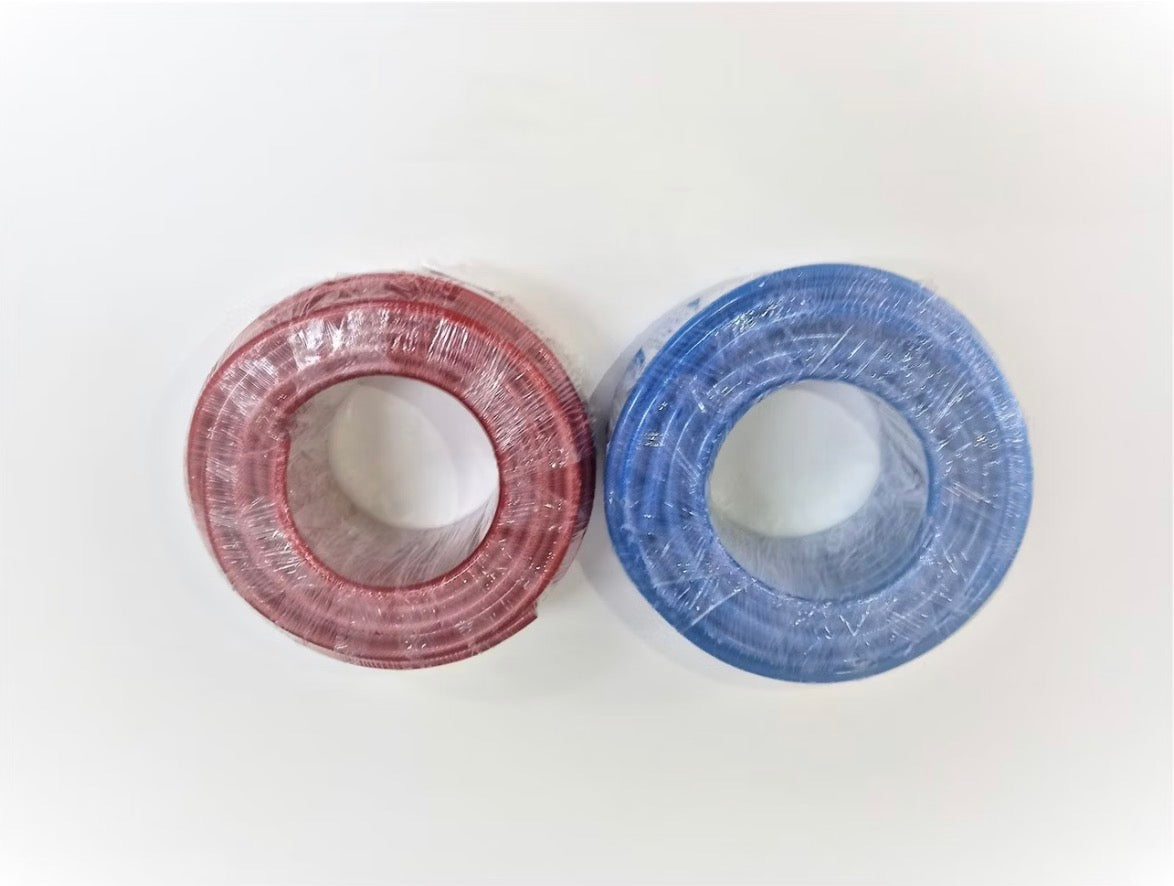 Manguera azu/roja transparente a rollos