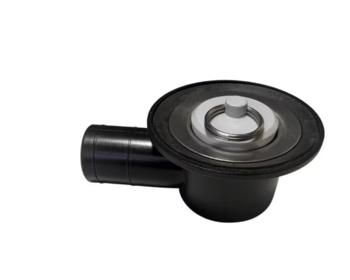 Desagüe 90º 33mm Ø con tapón (25mm) negro