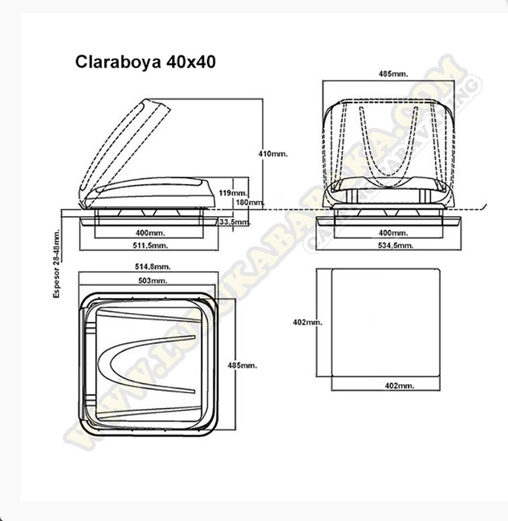 Claraboya 40X40 con oscurecedor y mosquitera