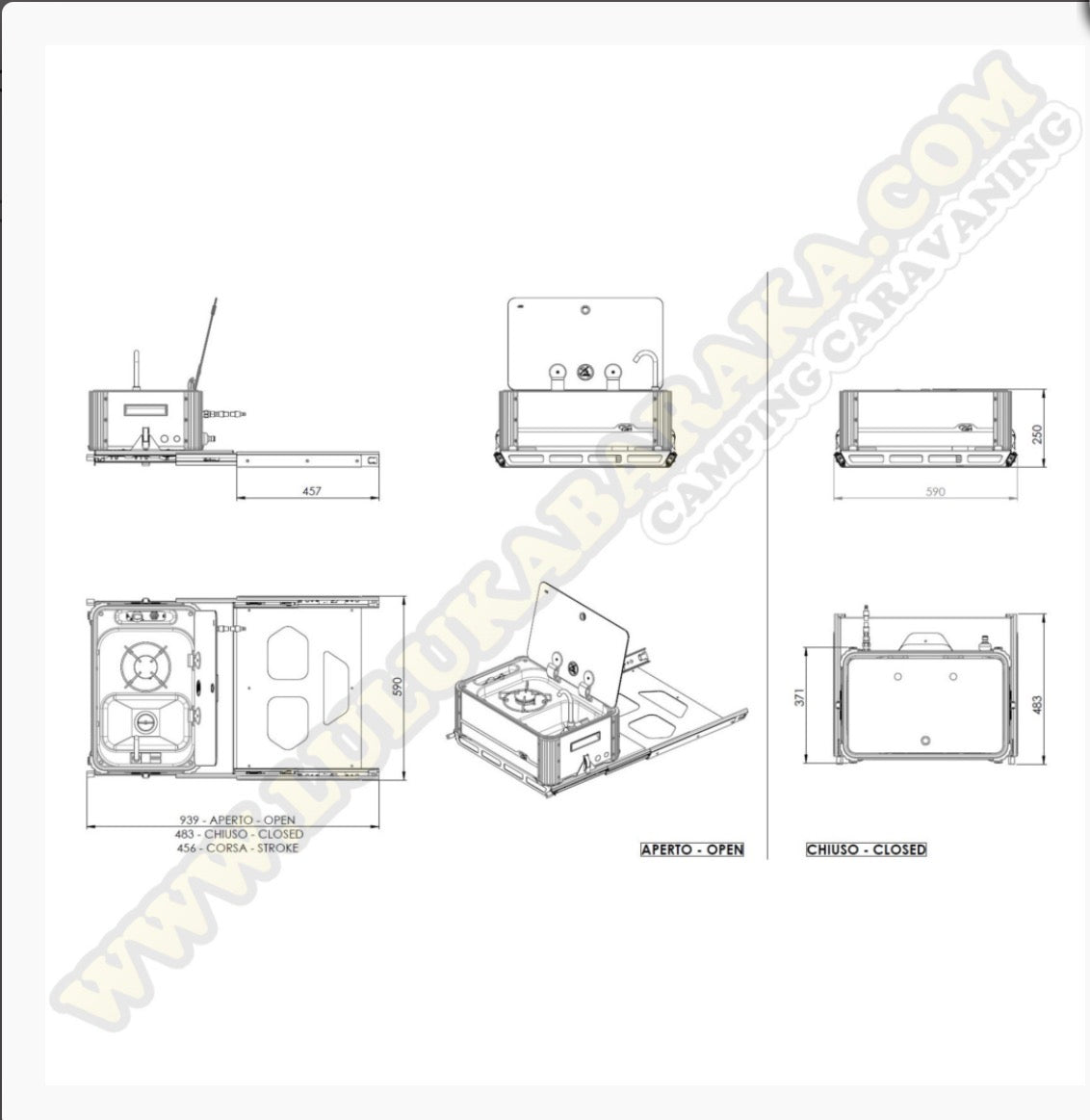 Cocina Fregadero Deslizable CAN 1 fuego SL1323LL