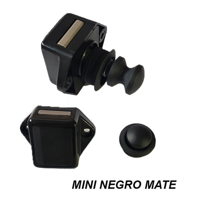 Cierre push lock mini para puertas con pulsador negro mate