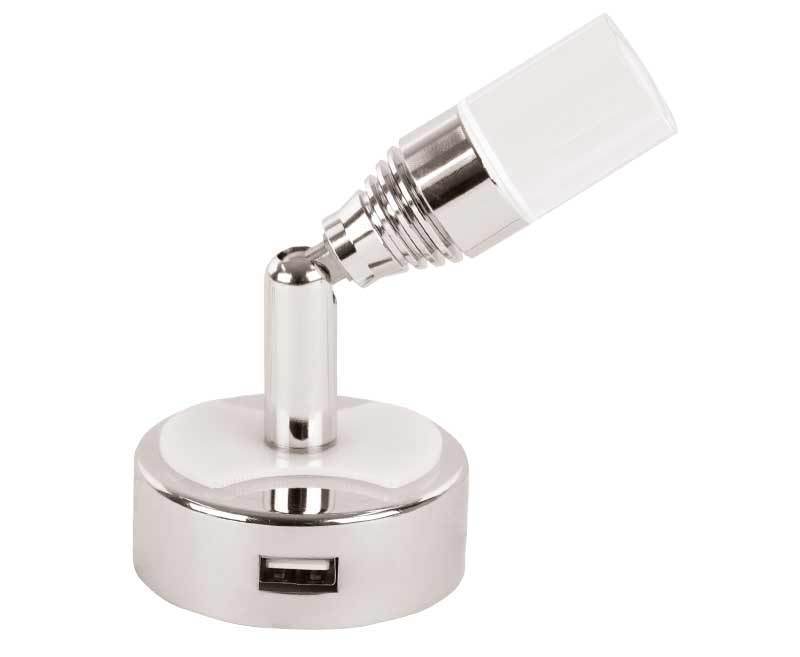 Foco de lectura LED basculante 12 V con USB