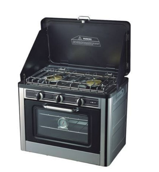 Cocina portátil de 2 fuegos con horno