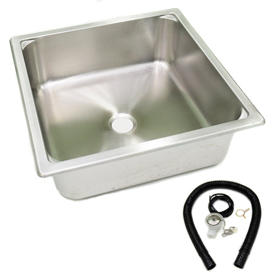Fregadero cuadrado de acero inoxidable 350 x 350 mm con desagüe