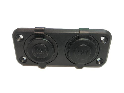 Toma doble empotrable 12 V + 2 USB con interruptor táctil