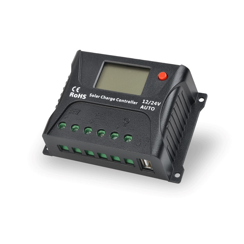 Regulador de carga solar 10 A con pantalla LCD 12/24 V