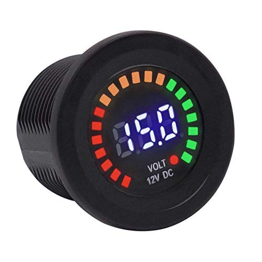 Voltímetro digital 12 V redondo dual