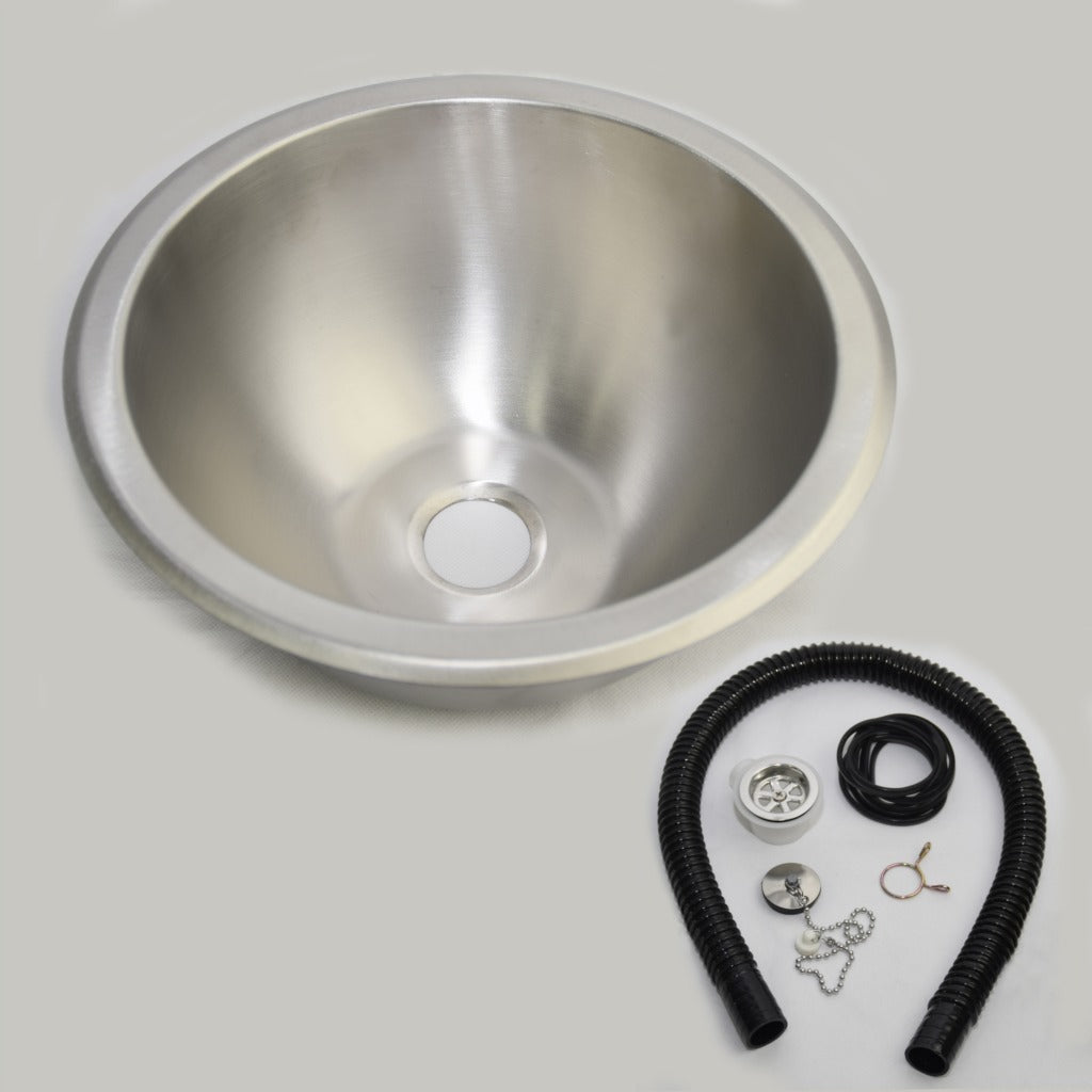 Pica redonda de acero inoxidable mate 265 mm con desagüe