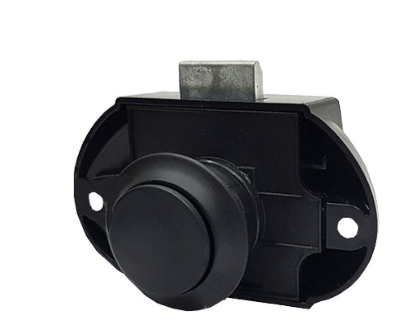 Cierre push lock para puertas con pulsador negro mate