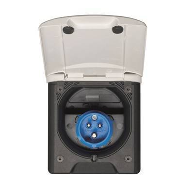 Toma exterior CEE17 230 V 16 A con tapa magnética blanca