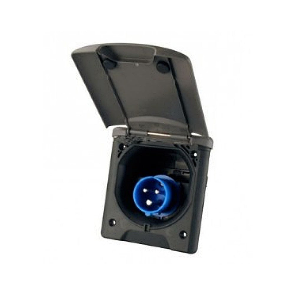 Toma exterior CEE17 230 V con tapa magnética negra