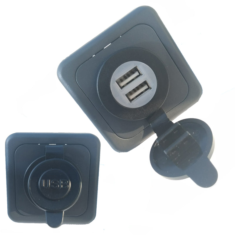 Toma USB doble empotrable con marco 12 V 2,1 A